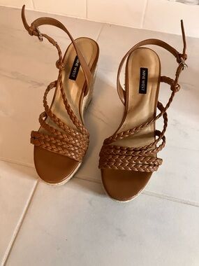Nine West Tan Braided Espadrille Wedge Sandals
